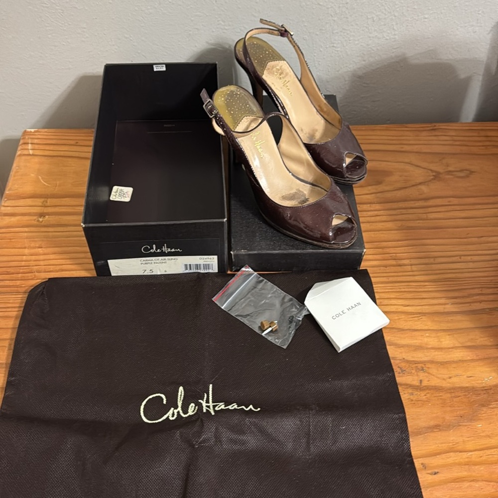Cole Haan Carma Purple patent pumps